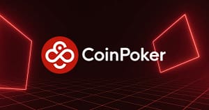 붉은 네온 그리드 배경의 CoinPoker 로고, CoinPoker 후기 2026 및 크립토 포커 플랫폼 가이드 커버 이미지